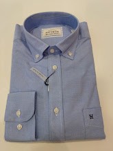 Camisa Azul oxford medium fit con bolsillo Hattrick